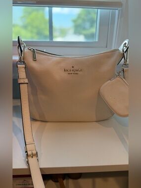 Kate Spade Emma Cream Leather Shoulder Bag with Coin Pouch